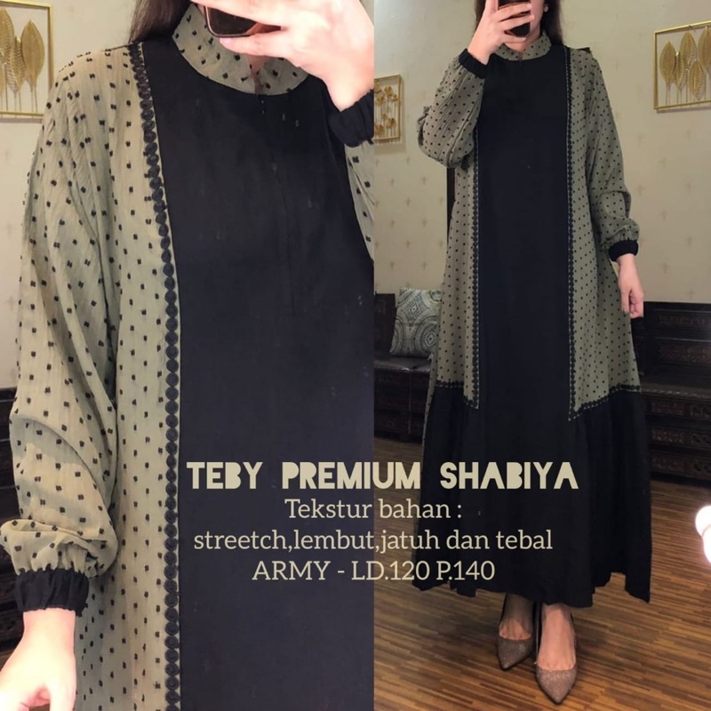 Daster Arab Teby Premium SHABIYA Maxi Dress Crinkcle Dot Original