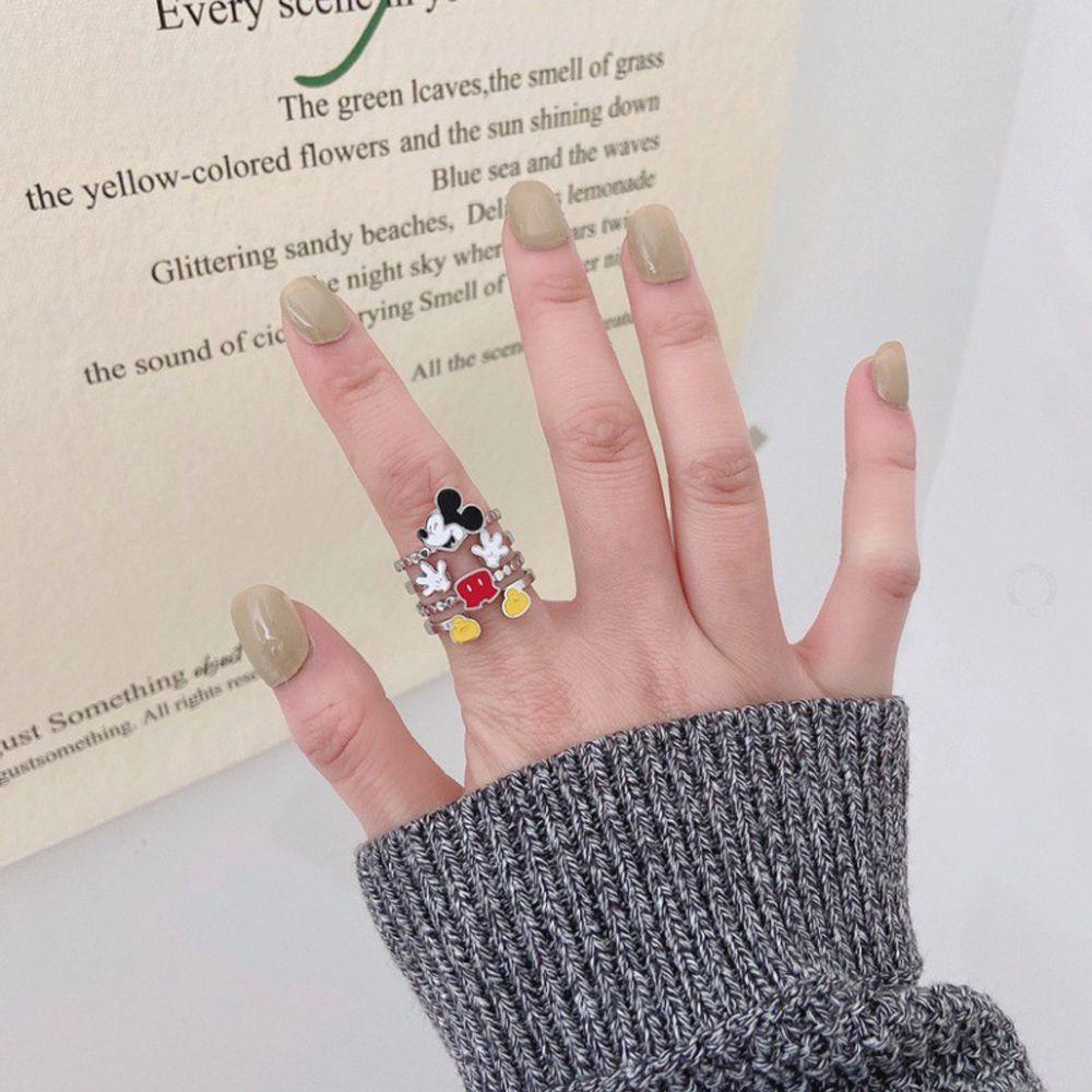 [Elegan] Cincin Wanita Mewah Kreatif Lucu Mouse Kawaii Multi Layer Perhiasan Fashion Jepang