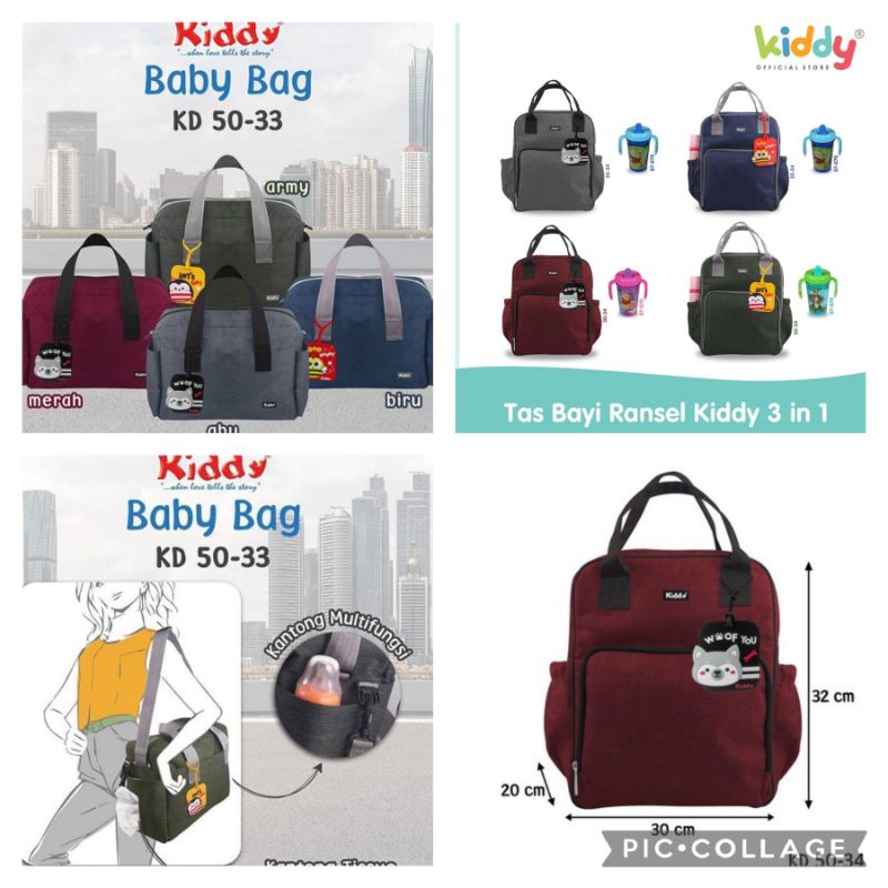 KIDDY DIAPERS BAG KD 50-33 Slempang/KD 50-34 Tas Ransel 3IN1/KD 50-10 Slempang Termos