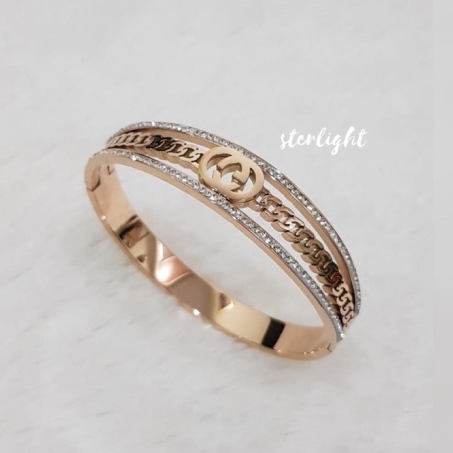 stcrlight PB - GELANG GUCCI TITANIUM ANTI KARAT STAINLEES STEEL / GELANG WANITA KOREA FASHION / GELA