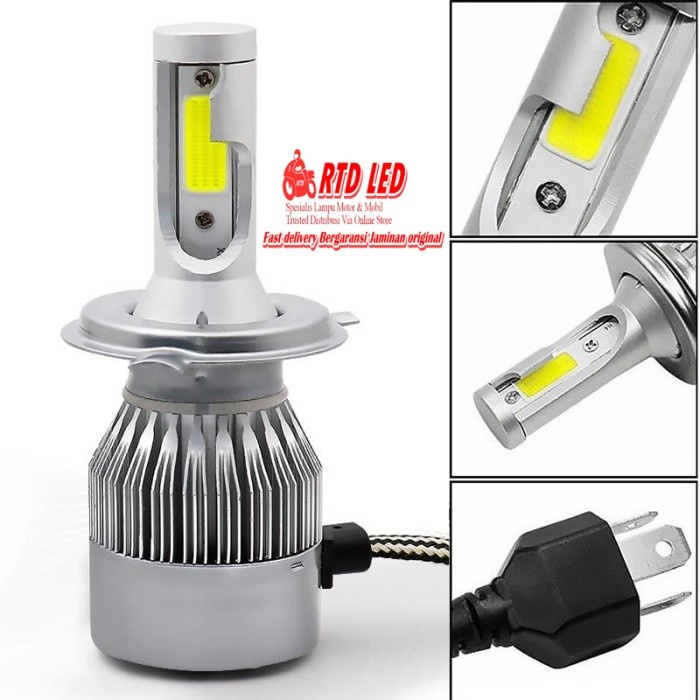 Lampu Mobil Led Mobil Headlight Lampu Utama Mobil COB 72W 8000 Lm socket H4 2 buah HI Lo