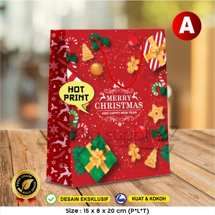 

Paper Bag Natal - Paper Bag Christmas 15x8x20 cm - A (5pcs)