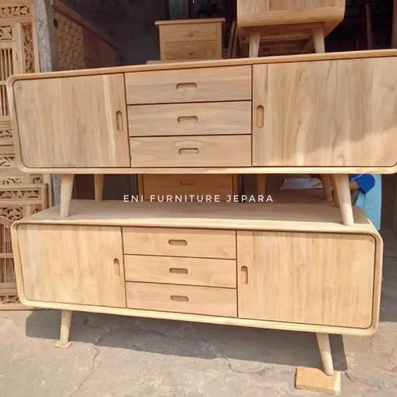 Bufet Tv Retro Jati - Bufet Tv Minimalis - Lemari Tv Jati
