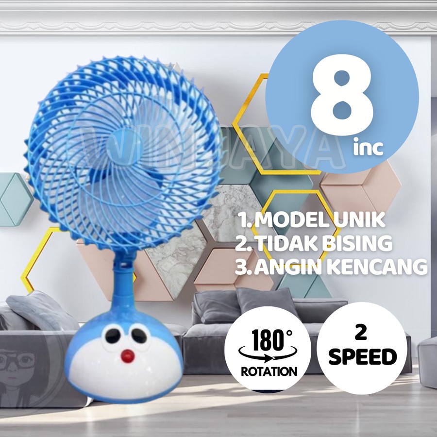 KIPAS ANGIN CARTOON ARASHI DM01 2 IN 1 DESK FAN 8&quot; KIPAS DORAEMON MULTIFUNGSI