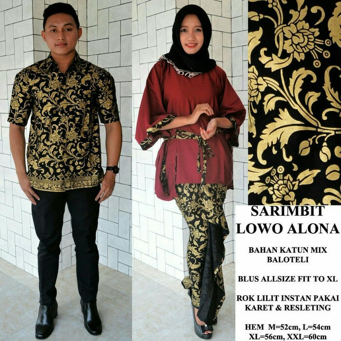 Terkini SARIMBIT LOWO BATIK BAJU COUPLE KELUARGA MODERN   Hitam  M Limited