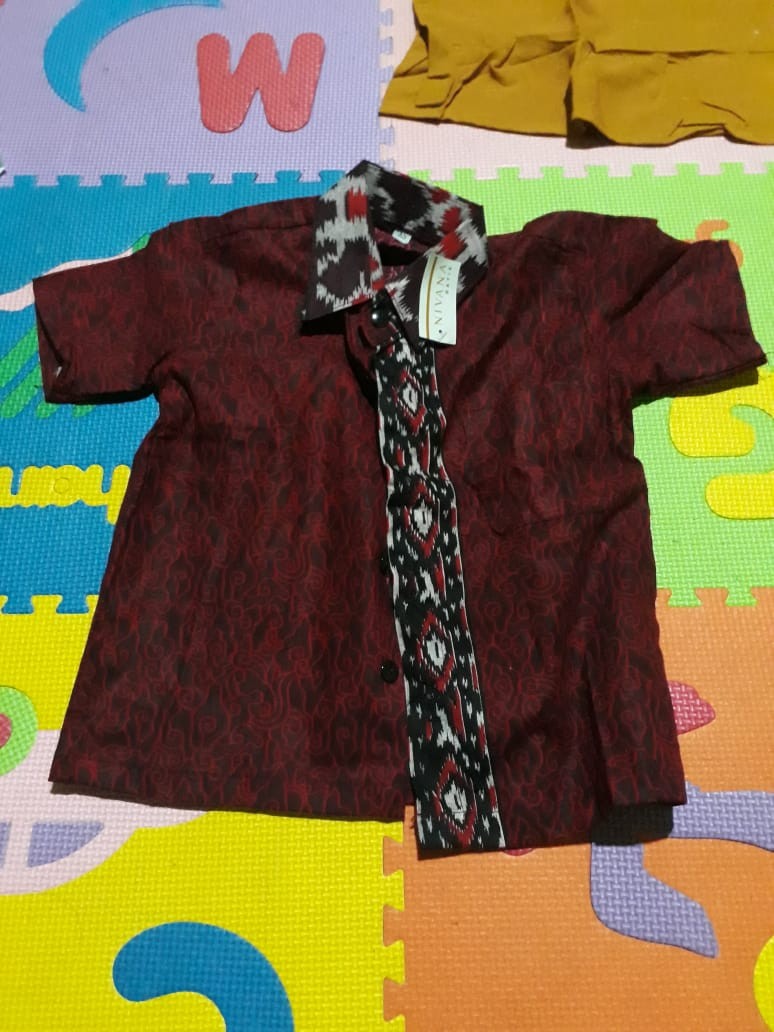 Nivana Batik Anak Kemeja Mega Mendung Biru, Merah Marun, & Hijau Botol