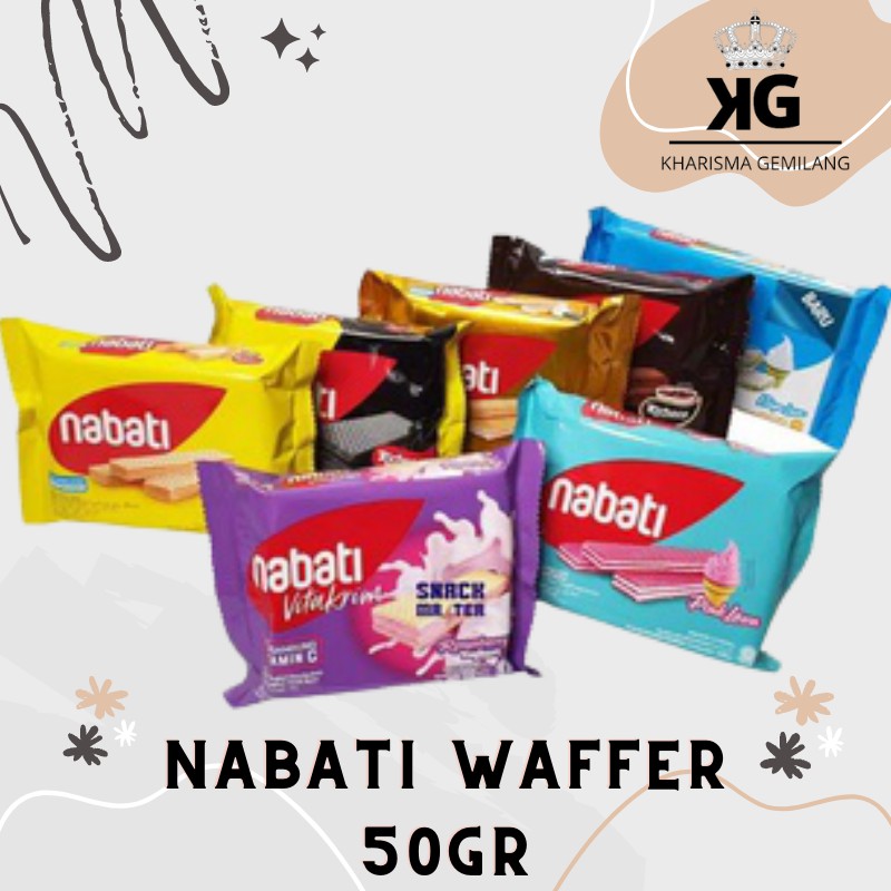 

NABATI WAFFER - NABATI WAFER 50gr (1 PCS) Snack Biskuit Cemilan Anak Rasa Coklat Keju Vanila Kelapa Vita Krim