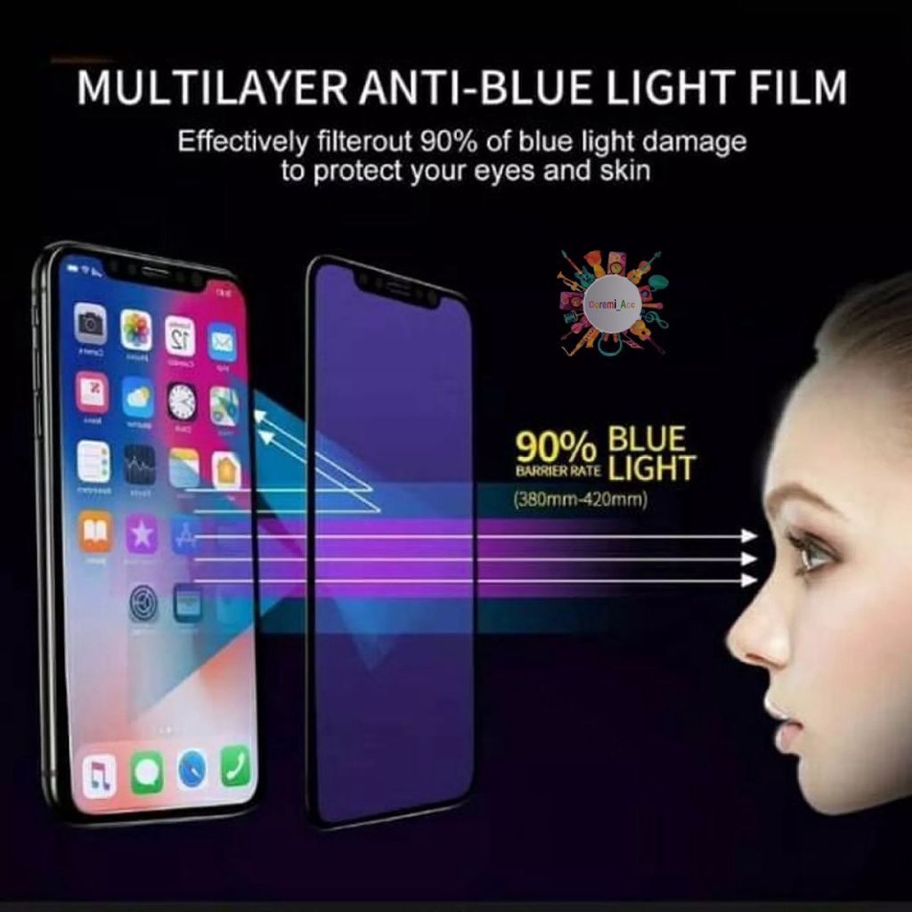 Blue Ray 10D Oppo A1K / A16 / A57 / A83 / F5 / Reno 6 4G 5G / F1S / F11 Tempered Glass FULL GLUE ANTI RADIASI