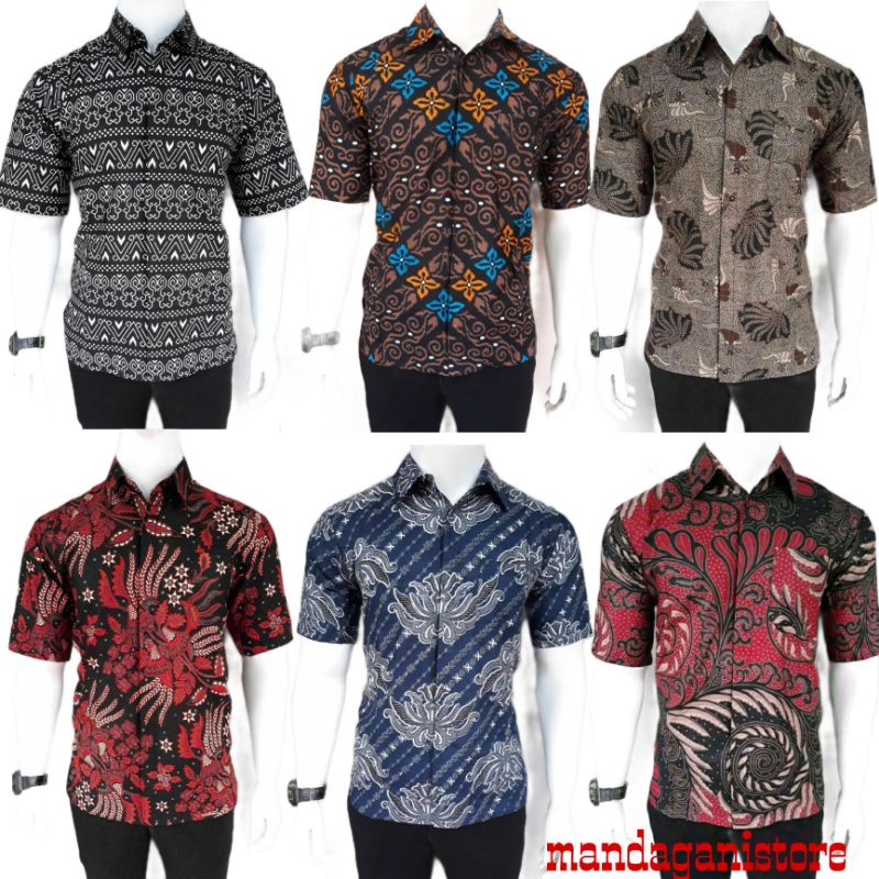 BAJU BATIK PRIA SOGAN LENGAN PENDEK BATIKAF SIZE M L XL XXL