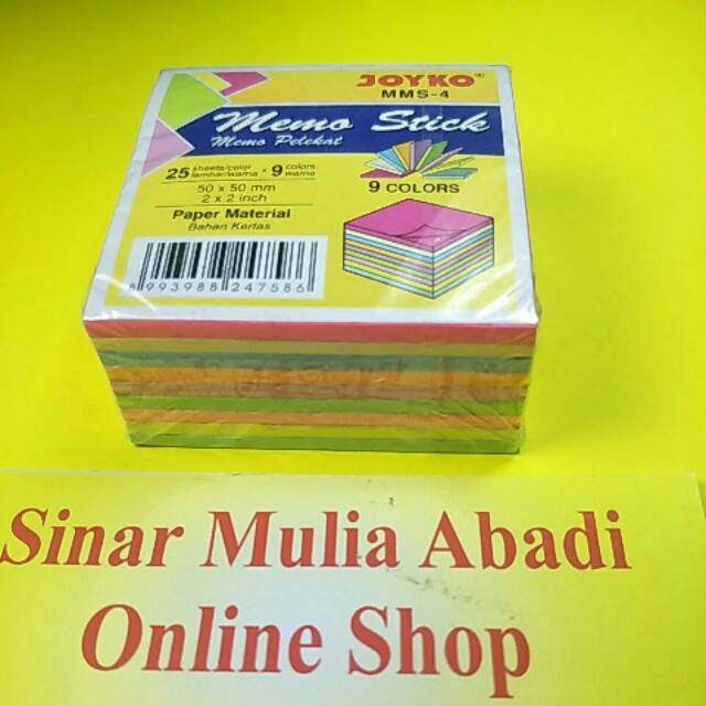 

Post It 9 warna 50x50 225 sheets Joyko Memo Stick MMS-4
