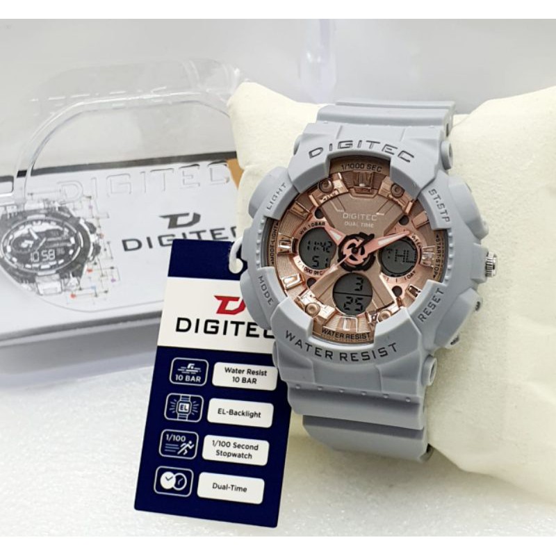 Digitec DA-2021T Jam Tangan Pria 2021 T Dualtime Rubber Strap Water Resist