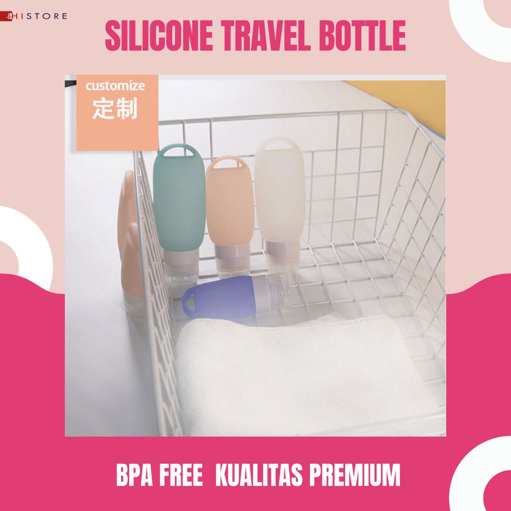 [HI] 40/60/90 ml Botol Kosong Mini Portable Bahan Silikon untuk Lotion Shampoo Kosmetik BPAFREE