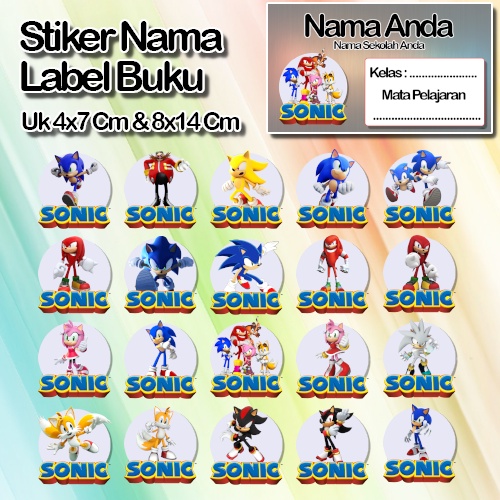 

Stiker Sonic sonik knucles tails dr eggman amy rose shadow espio silver Karakter Lucu Custom Lebel Nama cromo murah 20 Varian berbeda Sticker Pelajaran Mapel buku anak sekolah No 6
