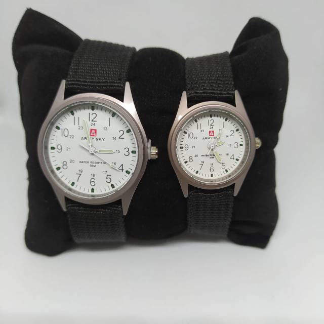 recommended jam tangan kanvas couple army sky e30