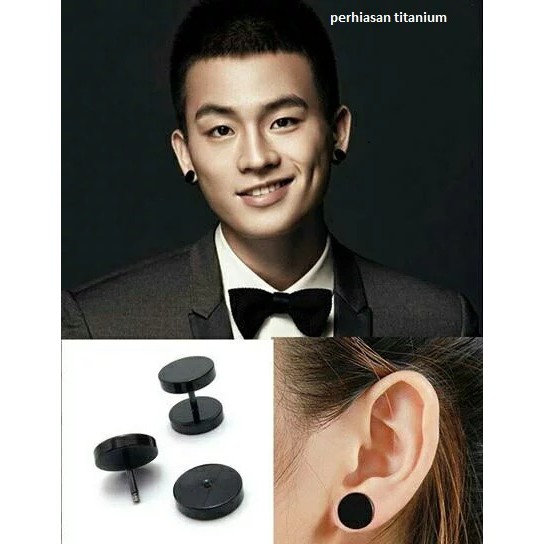 Bara Di Tempat Anting Tindik Pria Titanium Black