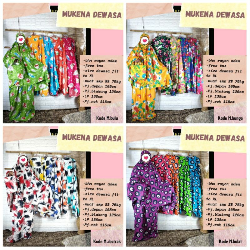 Mukena Dewasa Rayon Murah Motif Daster Jogja Grosir