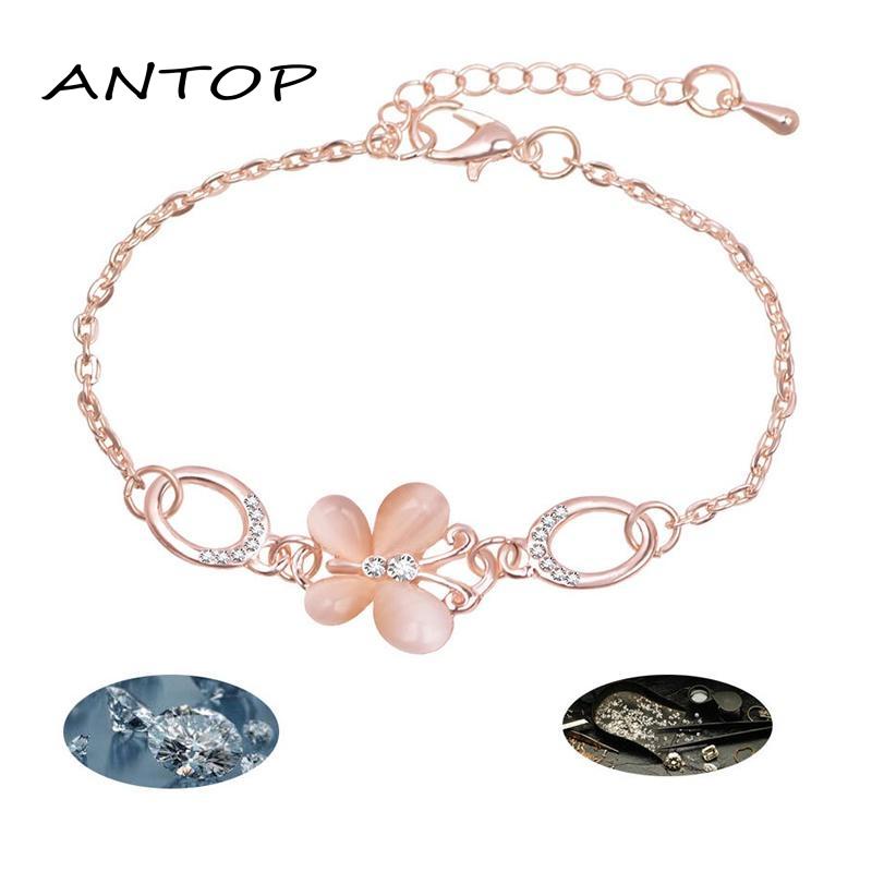 1 Pcs Korean Gelang Titanium Wanita Anti Karat Selamanya Kupu Berlian Bracelet ANTOP