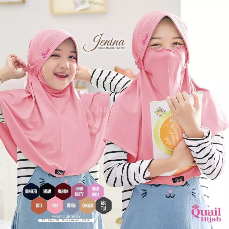 kerudung Niqab Yumna anak instant Premium 3th - 6 tahun terbaru | jilbab lucu bayi Perempuan sekolah tk 4 - 5 thn | hijab Tanggung baby sd bahan jersey lembut adem