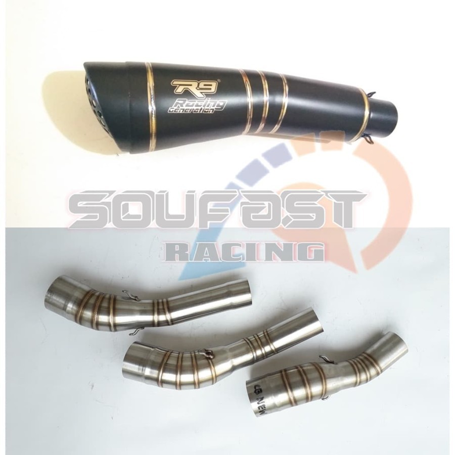 knalpot racing new cbr150r cbr150r cb150r slip on knalpot R9 H2 Black new