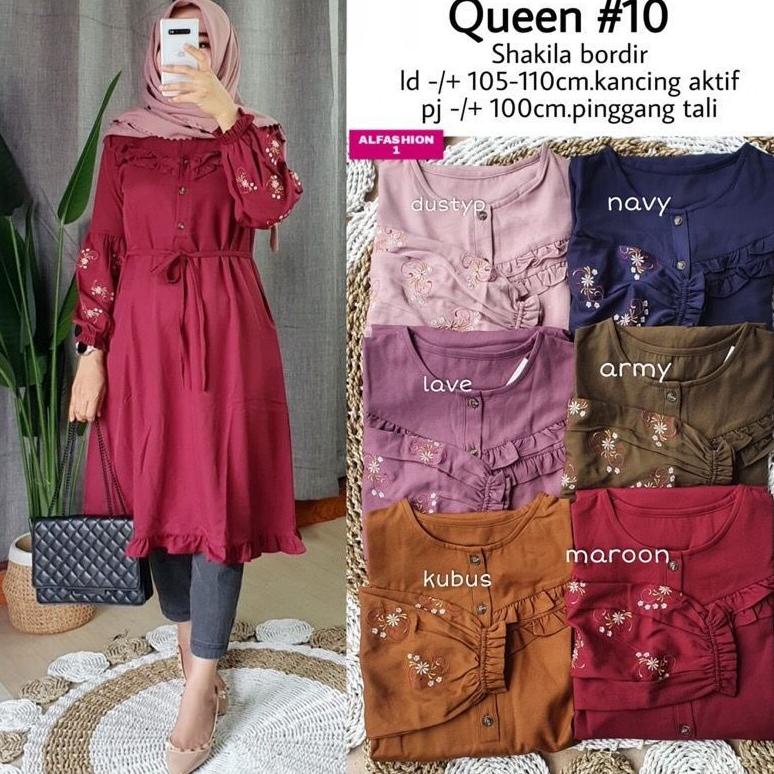 Queen Tunik 10 - Tunik Shakila Bordir Ld 110  Busui / R.13 - 321-6423