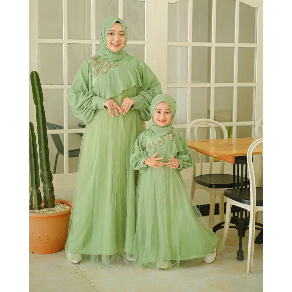 2 UKURAN / VARIASI DEWASA DAN KID SYARI REVALINA FASHION MUSLIM PAKAIAN WANITA DRESS GAMIS MAXY MAXI KR ADA VIDEO REAL PRODUK