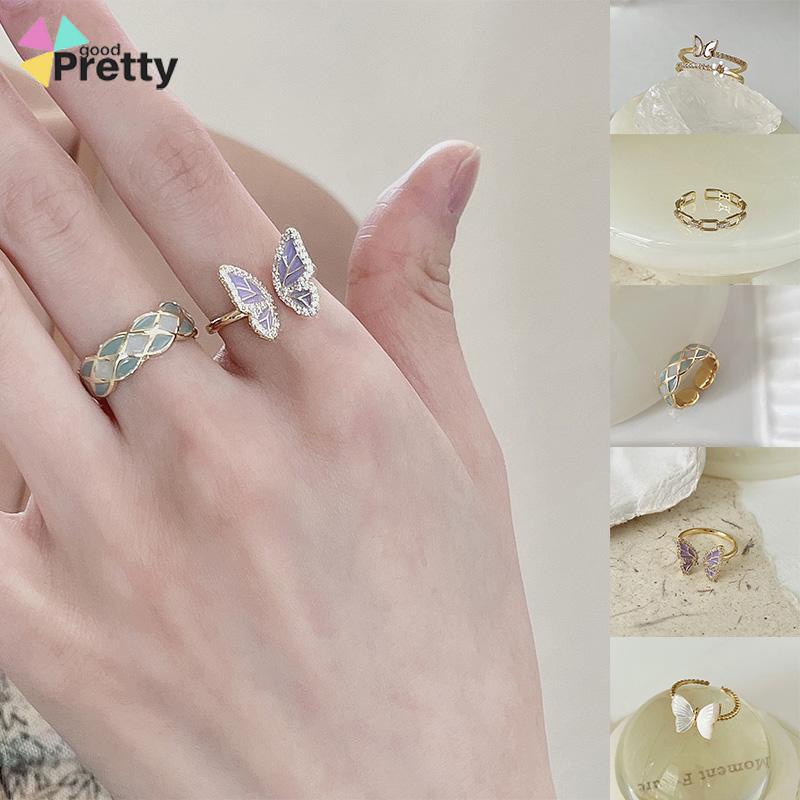 Cincin Kupu-kupu Wanita Desain Niche Cincin Unik Mutiara kelas atas - PD