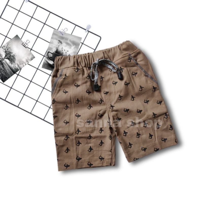 Celana chino pendek anak laki-laki motif fullprint baby shark / Celpen harian cino anak cowok terbaru