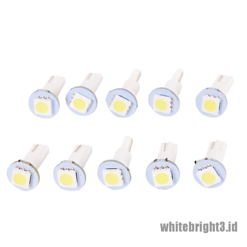 10pcs Lampu LED T5 5050 Warna Putih Untuk Instrumen Panel Dashboard Mobil