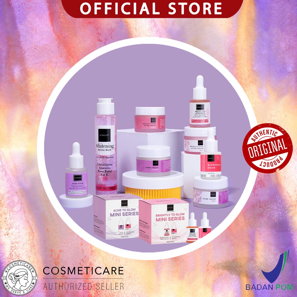 SCARLETT WHITENING Brightly Ever After Acne Glowtening Serum | SCARLETT Day Night Cream MINI SERIES