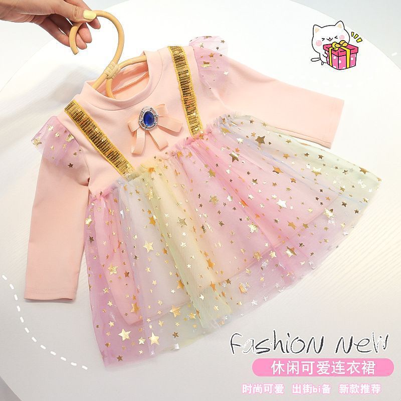 DRESS ANAK BOWIE SETELAN ROK TUTU OVERALL 0-4 TAHUN LENGAN PANJANG / BAJU ANAK TWINKLE STAR / DRES PESTA TUTU IMPORT PREMIUM ANAK 0-4 TAHUN FROZEN MAGIC STONE