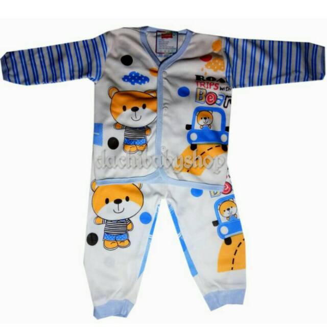 Setelan Baju Piyama Bayi Kancing Depan