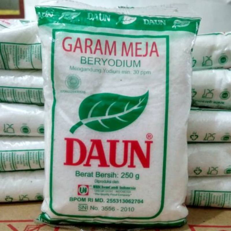 

Garam Meja Beryodium Daun/Garam Cap Daun 250g