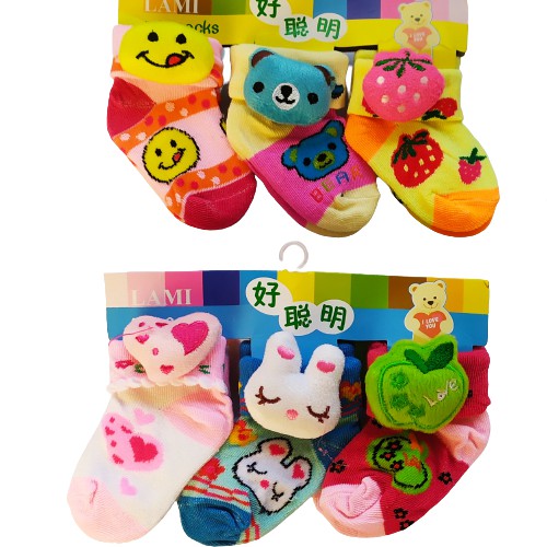 3 Pasang kaos kaki bayi perempuan boneka 3D 0 -12 bulan kaos kaki bayi perempuan import kaos kaki bayi perempuan import 3d Kaus kaki bayi perempuan kaos kaki bayi perempuan new born lucu