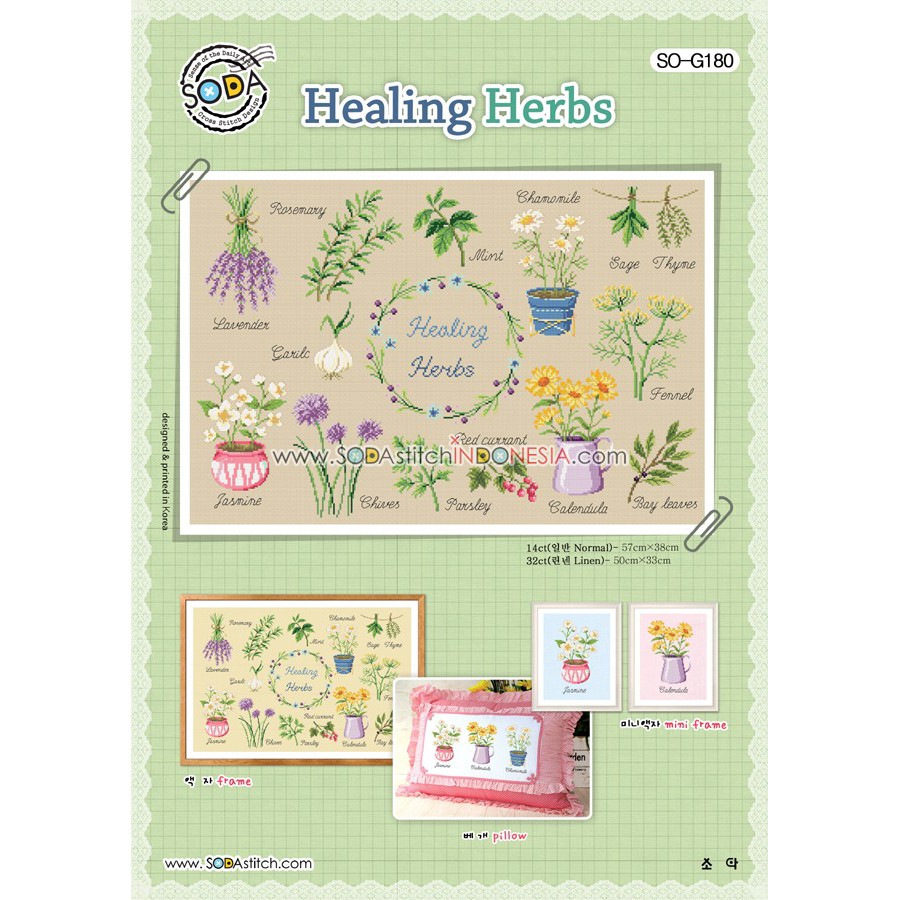 Paket DIY Craft Sulam Kristik Strimin Sodastitch SO-G180 - Healing Herbs Herbal Bunga