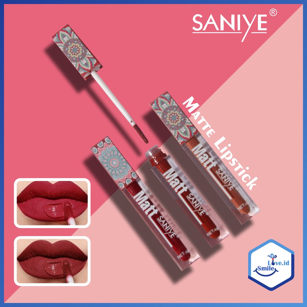 SANIYE Matte Liquid Lipstick Lip Tint Cair Lip Glaze Batik Style Waterproof Tahan Lama S02