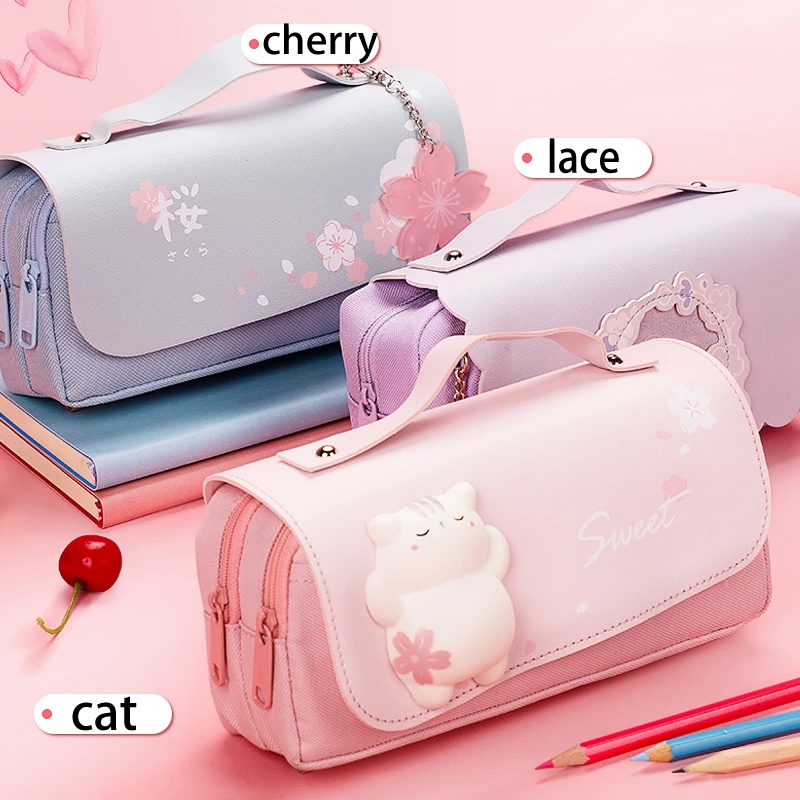 

kawaii Large Pencil Case Stationery Storage Bags Canvas Pencil Bag Cute Pencil Bag Girl Gift School