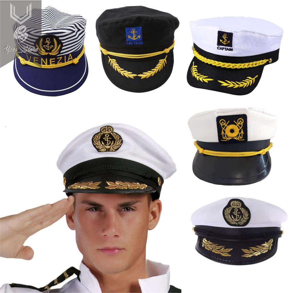 White Yacht Navy Skipper Sailor Military Nautical Captain Hat - Topi Kapten Pelaut