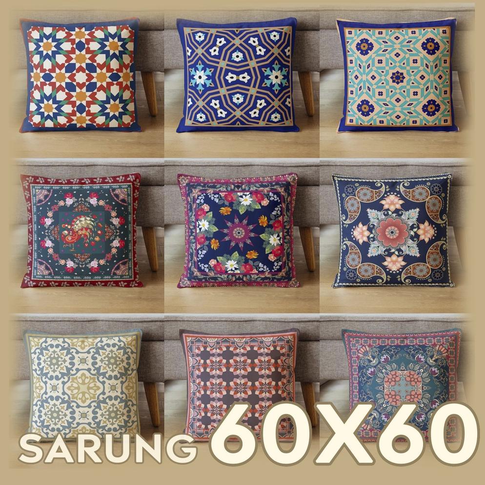 COVER SARUNG BANTAL SOFA 60X60 CM MOTIF MAROKO TURKISH TURKEY BOHEMIAN  - PUSAT KADO MURAH TERLARISS