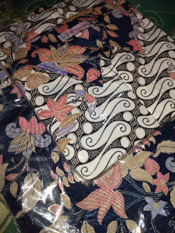 Kemeja Anak Batik Bougenvil Navy