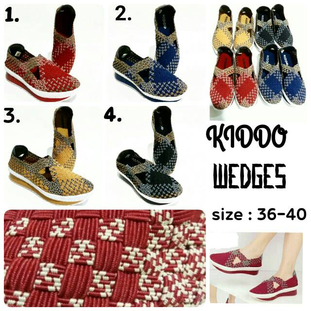 Sepatu woman rajut kiddo wedges murah dan terbaru rajut wedges empuk