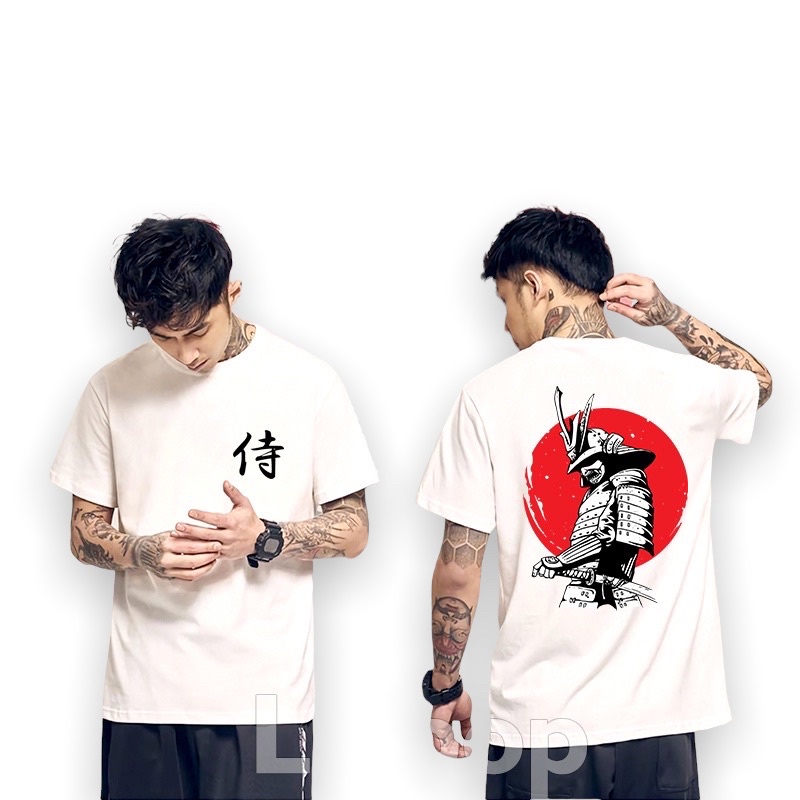 Lilipop Kaos Pria Samurai japan Baju Distro Basic Lengan Pendek Tshirt Kasual B