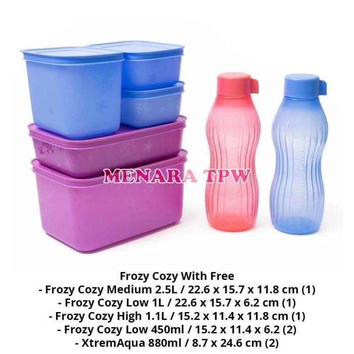[ PRODUK ASLI PREMIUM ] TUPPERWARE Frozy Cozy 5pcs Free XtremAqua Botol Minum 2pcs - eco MB TERMURAH