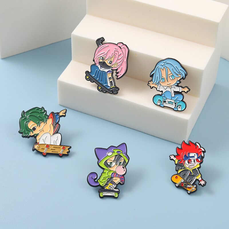 Bros Pin Enamel Desain Kartun Anime 5 Gaya Untuk Hadiah Teman