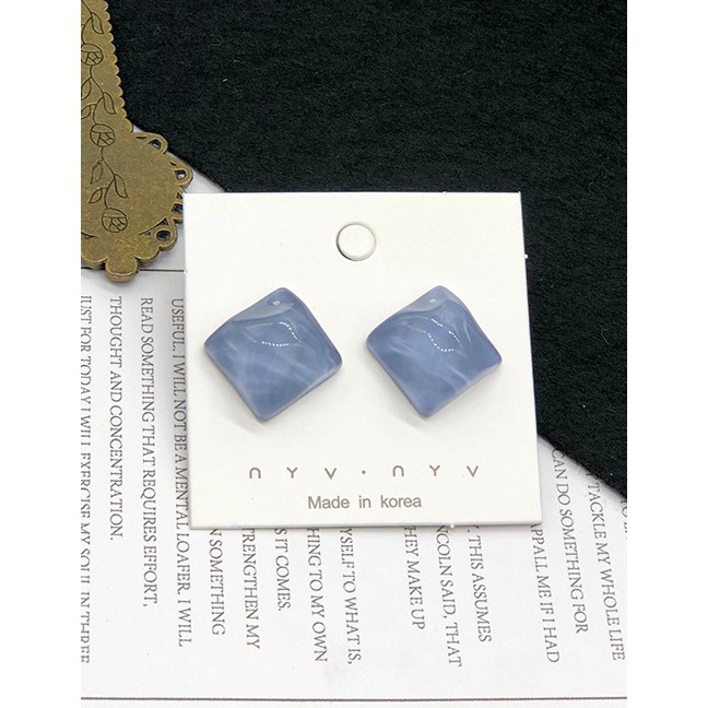 LRC Anting Tusuk Fashion  Square Irregular Water Ripple Earrings F59890