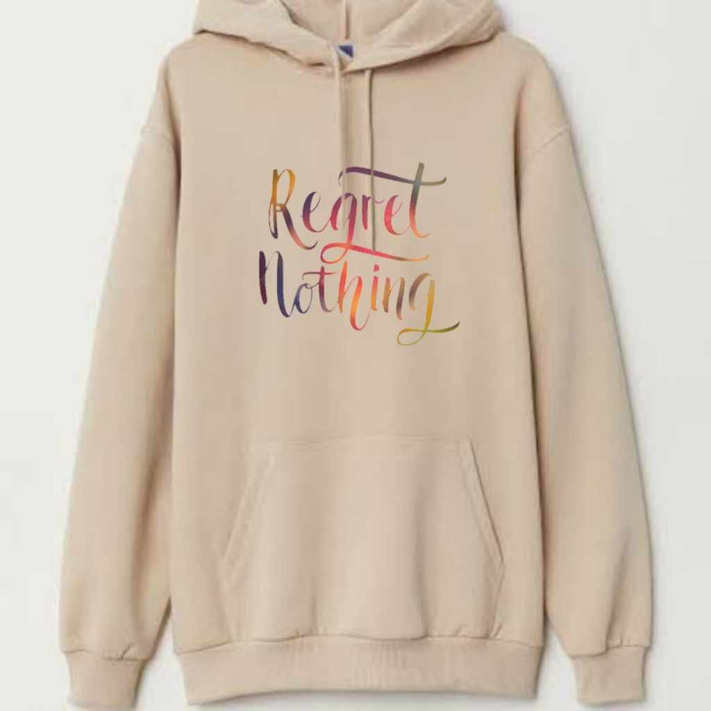 HOODIE UNISEX REGRET NOTHING FLEECE TEBAL TERBARU,