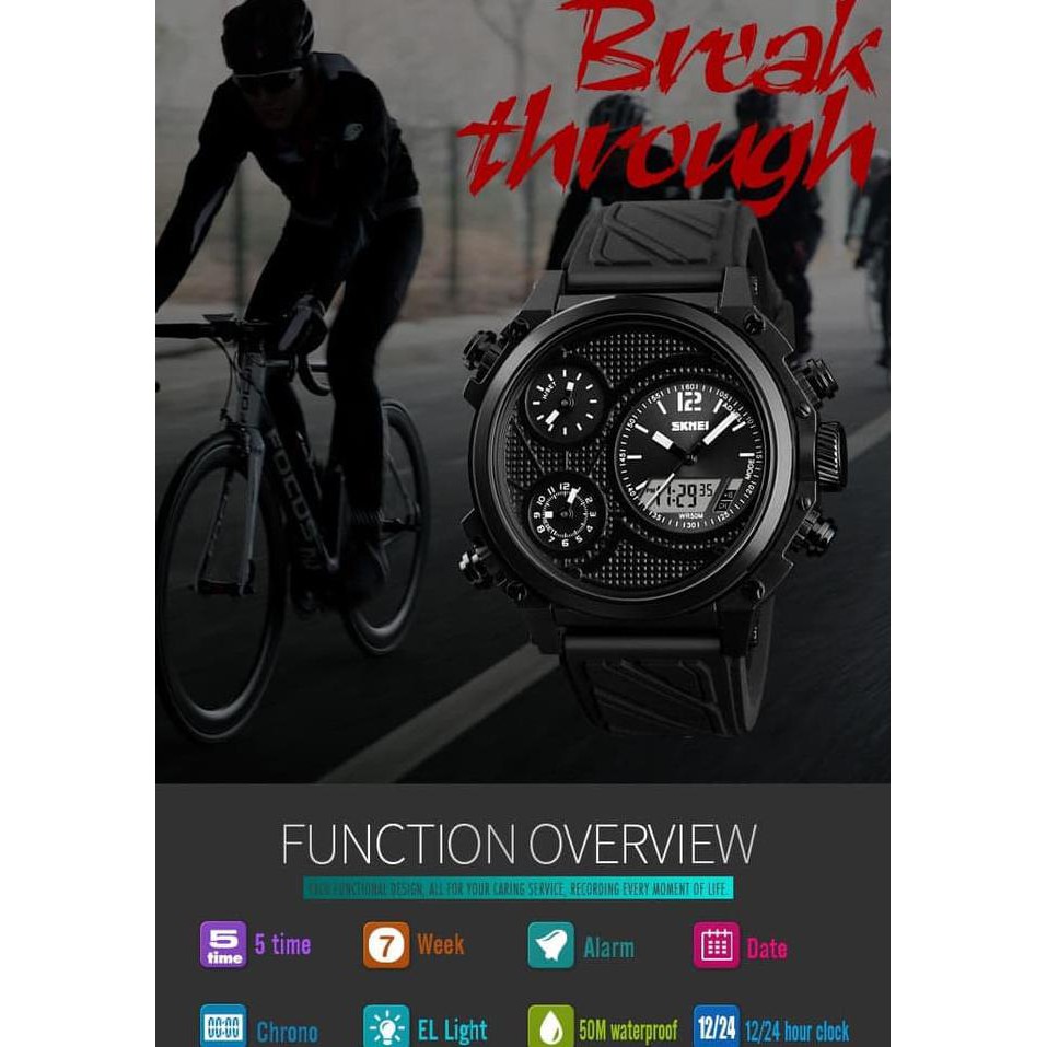 Promo Gila Jam Tangan Pria Cowok Skmei Sport Original Led Tahan Air Casio Gshock - Warna List Biru