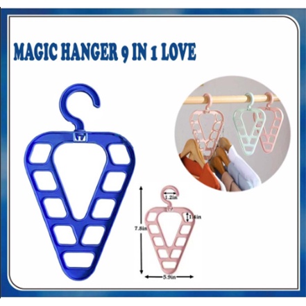 Magic Hanger 9IN1 Love / Hanger Lemari Gantungan Pakaian Baju 9 Lubang Bentuk Love / Gantungan Baju Ajaib 9 Lubang 9 in 1 SERBAGUNA