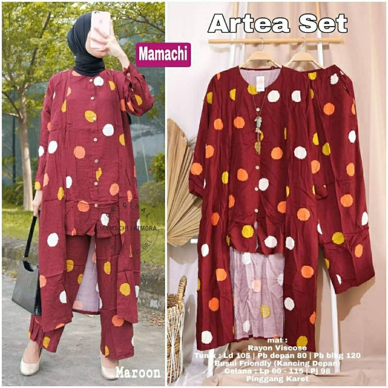 Artea Set, SETELAN/ONESET JUMBO WANITA SUPER CANTIK MURAH BAHAN RAYON VISCOSE LD 130 TERJUMBO OOTD