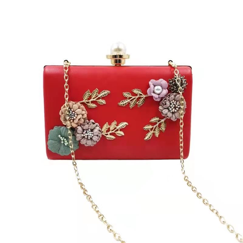 BJ270099 - BLACK/GOLD/PINK/RED/SILVER/WHITE/WINE - TAS PESTA IMPORT CLUTCH SLEMPANG TALI RANTAI MOTIF BUNGA ELEGAN STYLISH FASHION WANITA CANTIK TERMURAH TERLARIS BAGSTORE JAKARTA JT70099