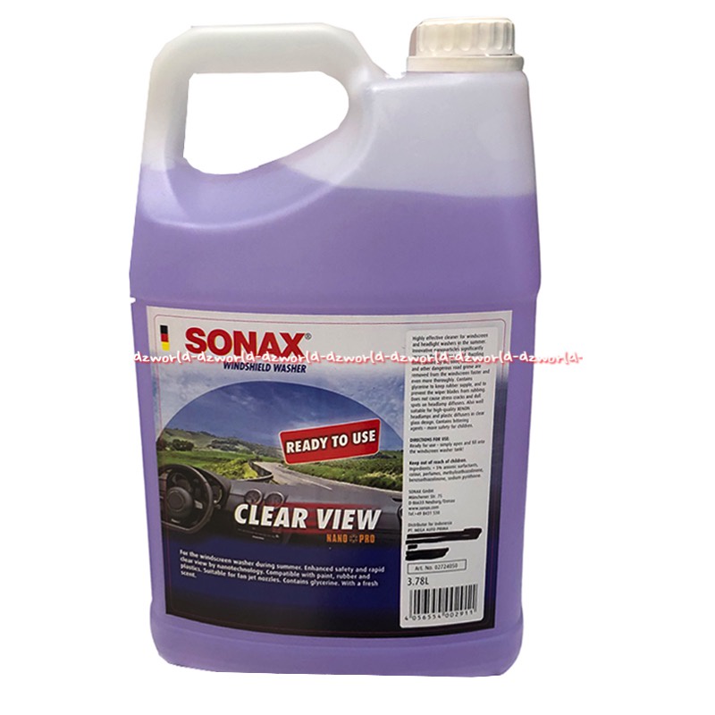 Sonax Clear View Ready to Use 3.8L Cairan Pembersih Kaca Mobil Derigent Dirigen Sonak Clean Mirror